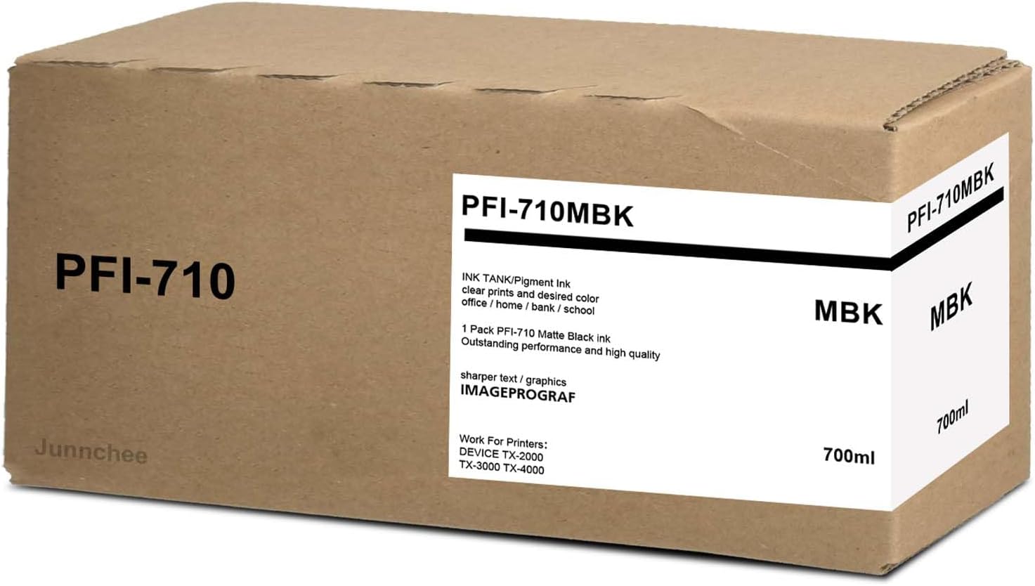 Junnchee PFI-710 Matte Black Ink Tank Replacement for Canon PFI-710 PFI-710MBK for iPF TX-2000 TX-3000 TX-4000 Printer, 1-Pack