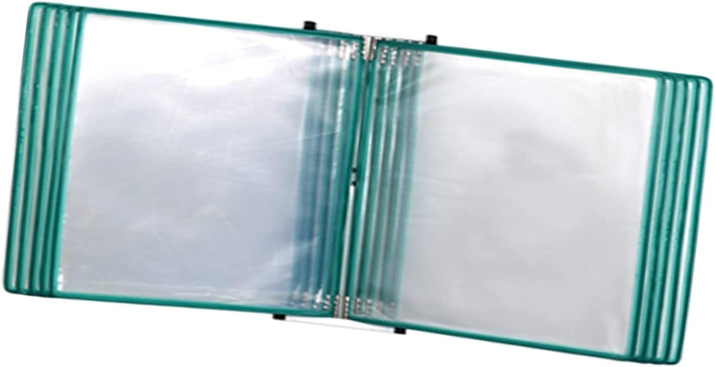 NYTFHMS Wall Mount Catalog Display Rack - Wall Mount Reference and Display System, 10 Double Sided Pockets Document Binder, PVC and Metal Wall Mounted Reference and Di,Green