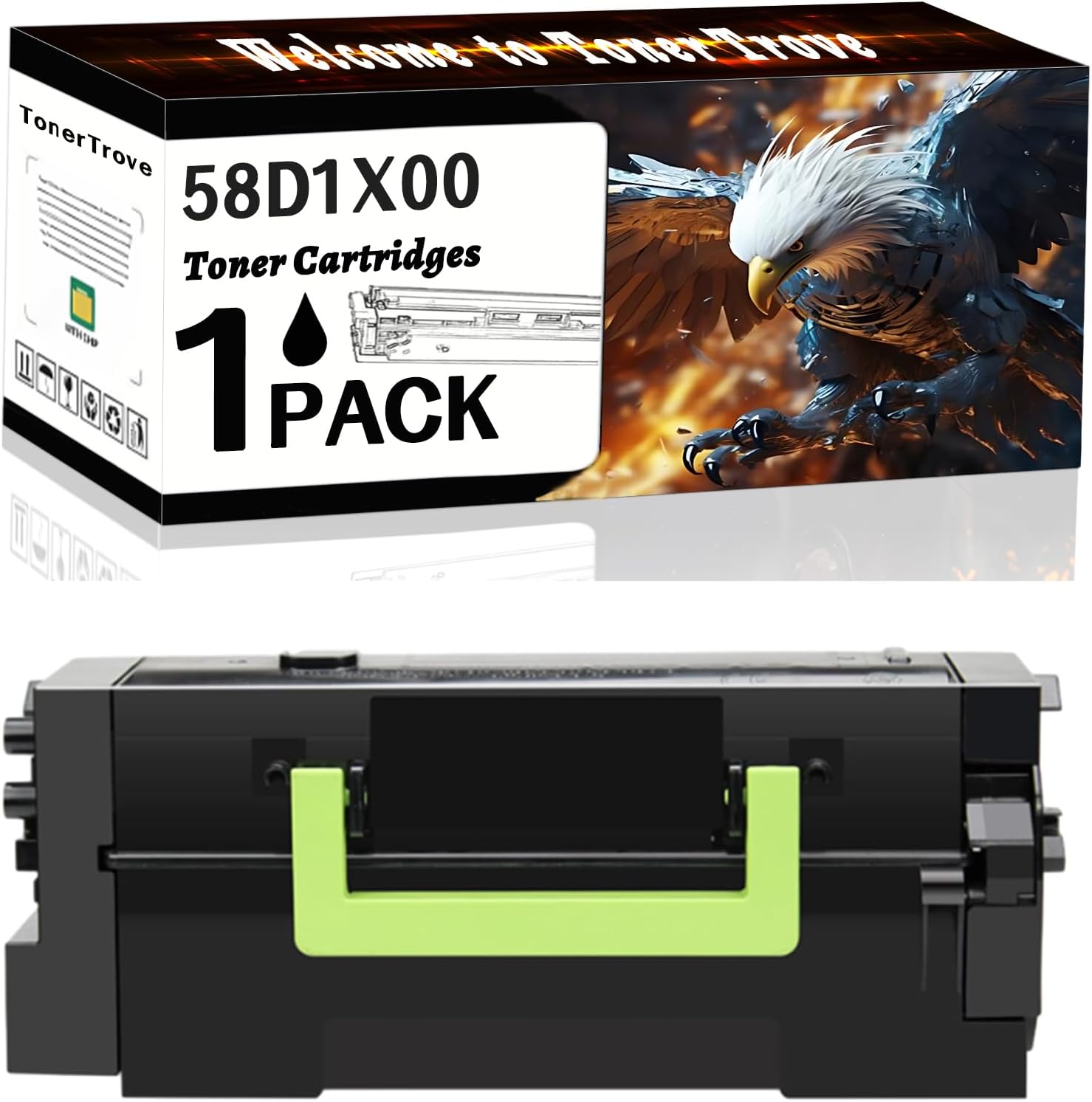 58D1X00 Toner Cartridges Compatible for Lexmark MX721ade MX721adhe MX722ade MX722adhe MX822ade MX822adxe MX826ade MX826adxe Printers, Office Printing is Easy Clear Smooth (1 Pack Black)