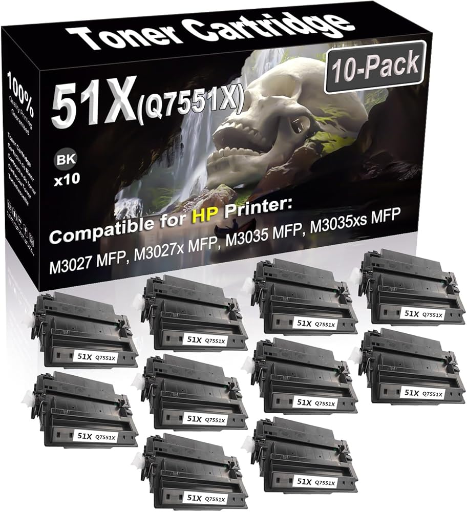 SINIYA 10-Pack Compatible High Capacity 51X Q7551X Imaging Toner Cartridge use for P3005 P3005d P3005dn P3005n P3005x Printer (Black)
