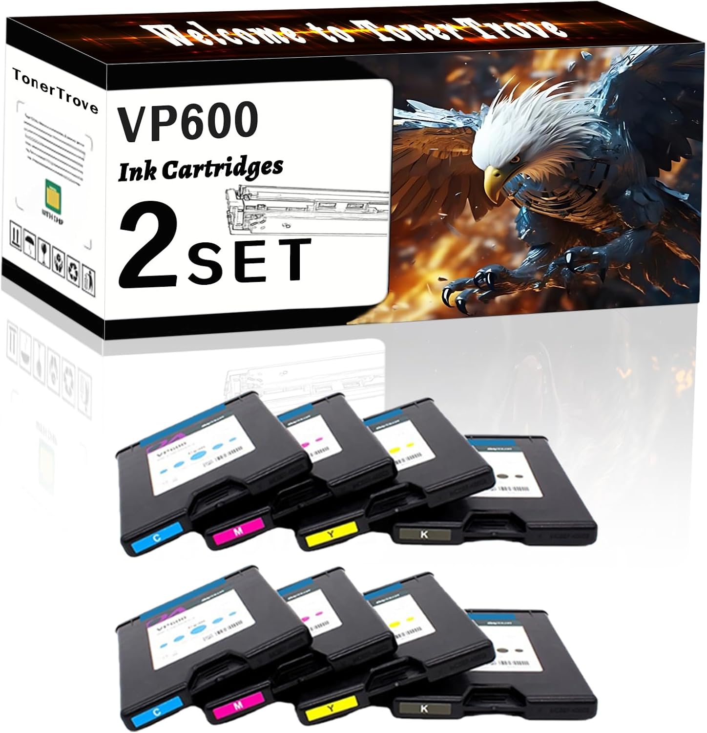 LECUU VP600 Ink Cartridges Compatible for VIP Color 600 Printers, Office Printing is Easy Clear Smooth (2 Set)