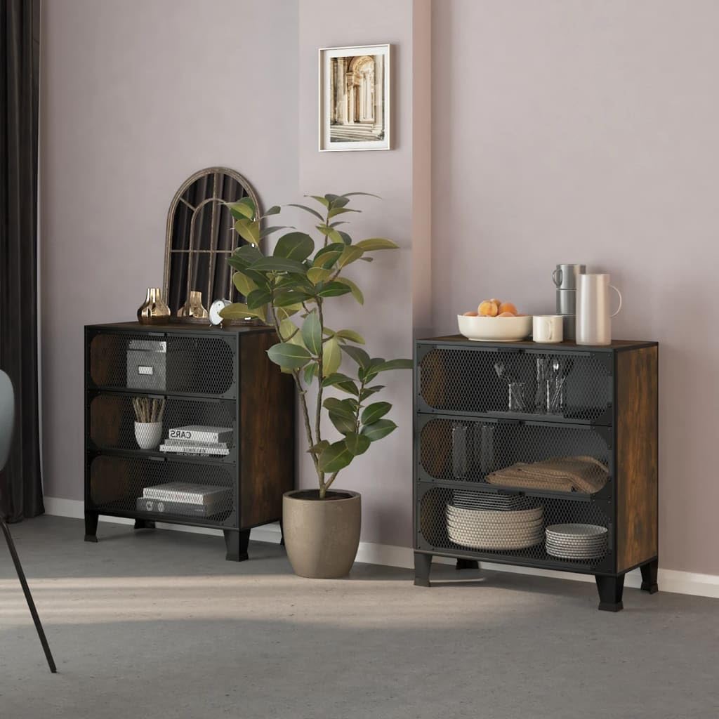 THOYTOUI Storage Cabinets,Bookcase File Cabinet TV Cabinet Side Cabinet with Storage Function Suitable for Bedrooms Entrance Hall Office Living Room 2 pcs Rustic Brown 28.3