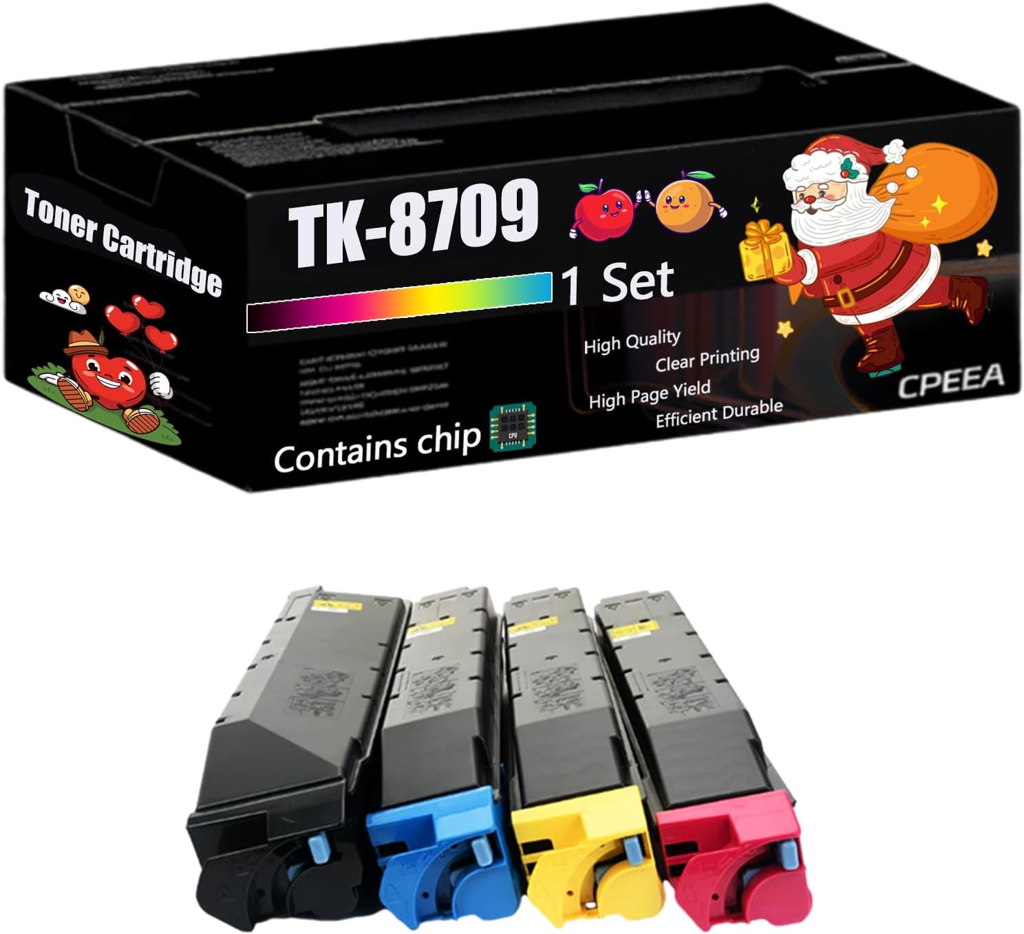 Compatible for Copystar TK-8709 Toner Cartridge Work for Copystar TASKalfa 6551ci TASKalfa 7550ci TasKalfa 7551ci Printers, with Chip, High Yield 80000 Pages, Clear Printing (4-Pack BK/C/M/Y)