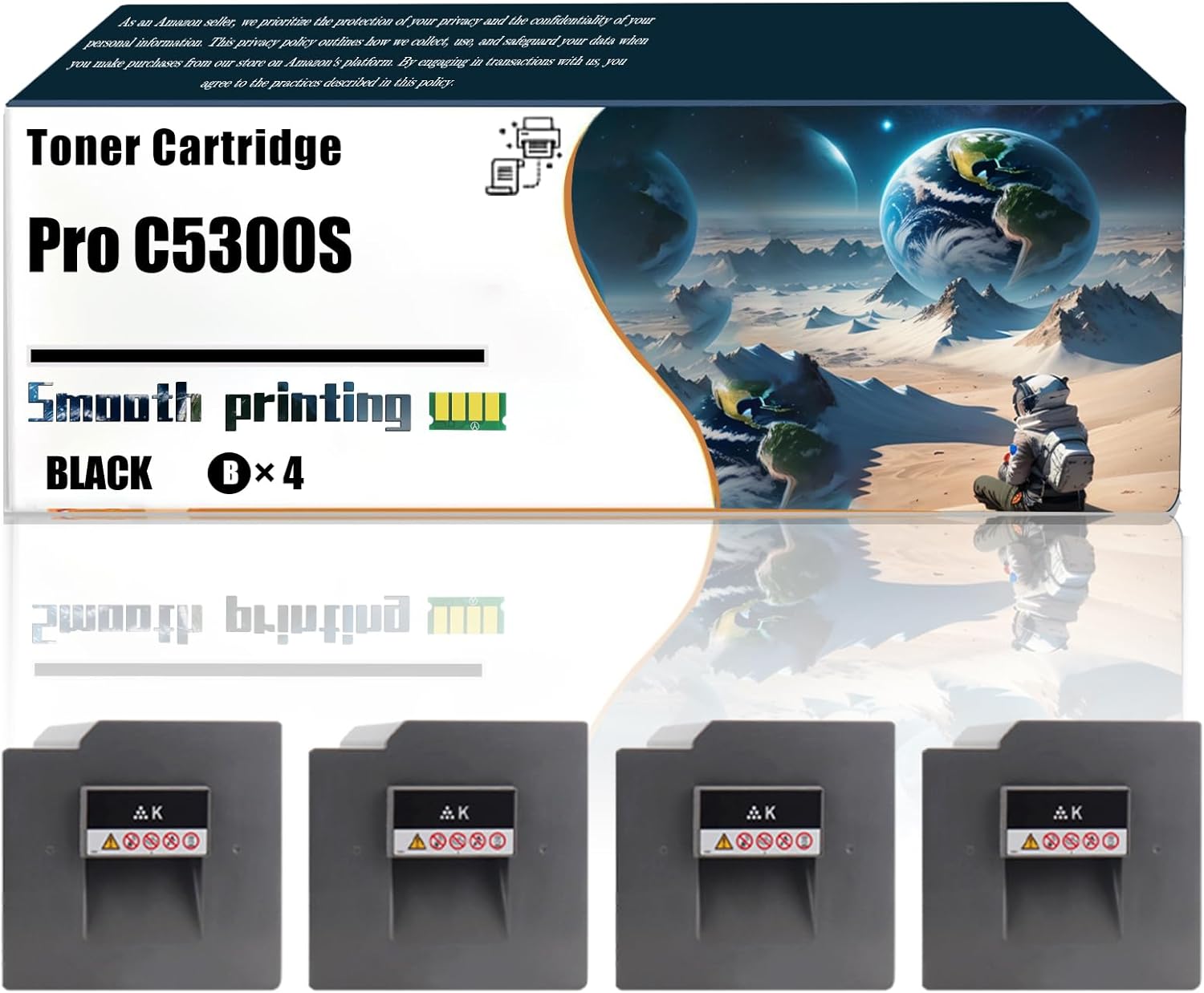 LSSF Replacement Parts Toner Cartridge Pro C5300S Compatible with Ricoh Pro C5300s Pro C5310s Printers, Contains Chip and Clear Printing (4 Pack Black)