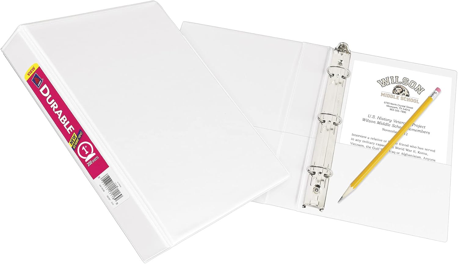 Avery Mini Durable View 3 Ring Binder, 1 Inch Round Rings, 1 White Binder (17116) (Pack of 12)