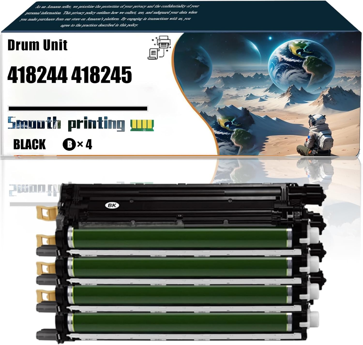 LSSF Replacement Parts Drum Unit 418244 418245 418246 418247 Compatible with Ricoh IM C530FB Printers, Contains Chip and Clear Printing (4 Pack Black)
