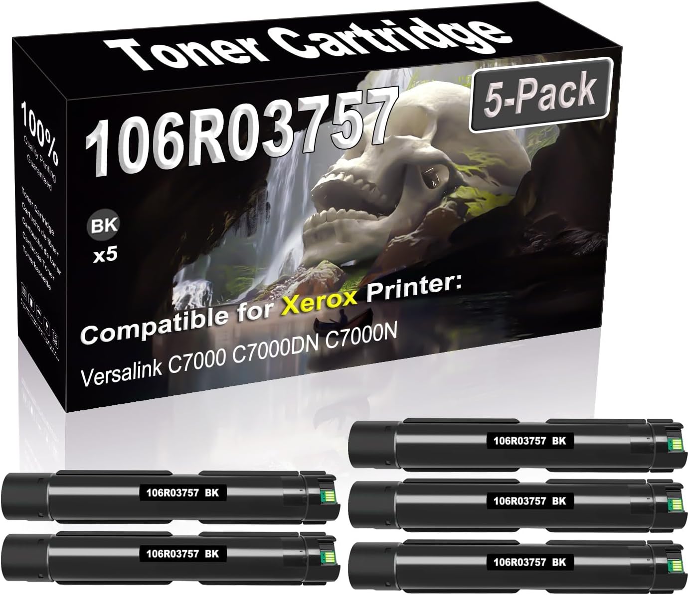 SINIYA 5-Pack (Black) Compatible Versalink C7000 C7000DN C7000N Laser Printer Cartridge (High Capacity) Replacement for 106R03757 Printer Cartridge