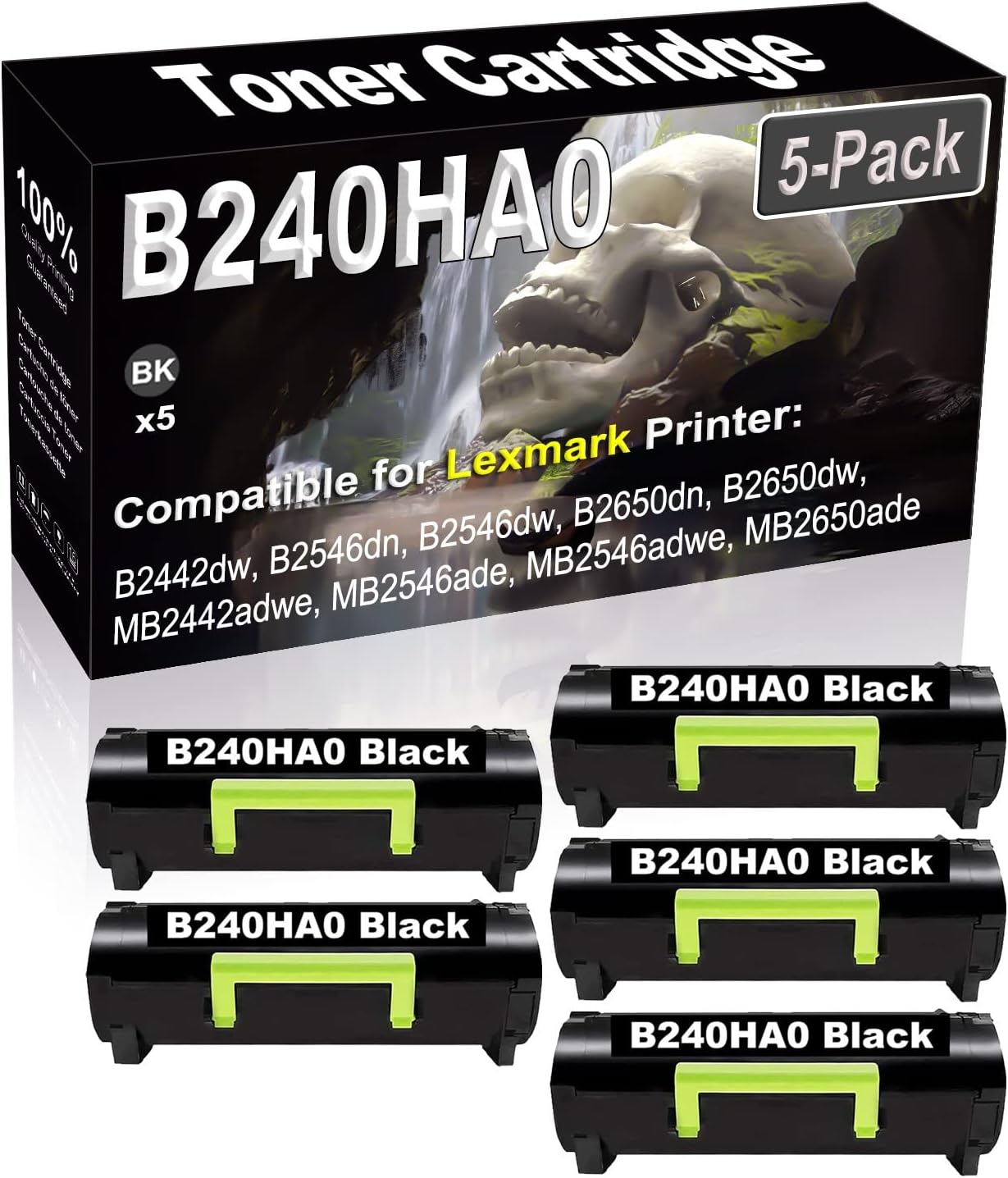 SINIYA 5-Pack (Black) Compatible B2442dw B2546dn B2546dw B2650dn B2650dw MB2442adwe Laser Printer Cartridge (High Capacity) Replacement for B240HA0 Printer Cartridge