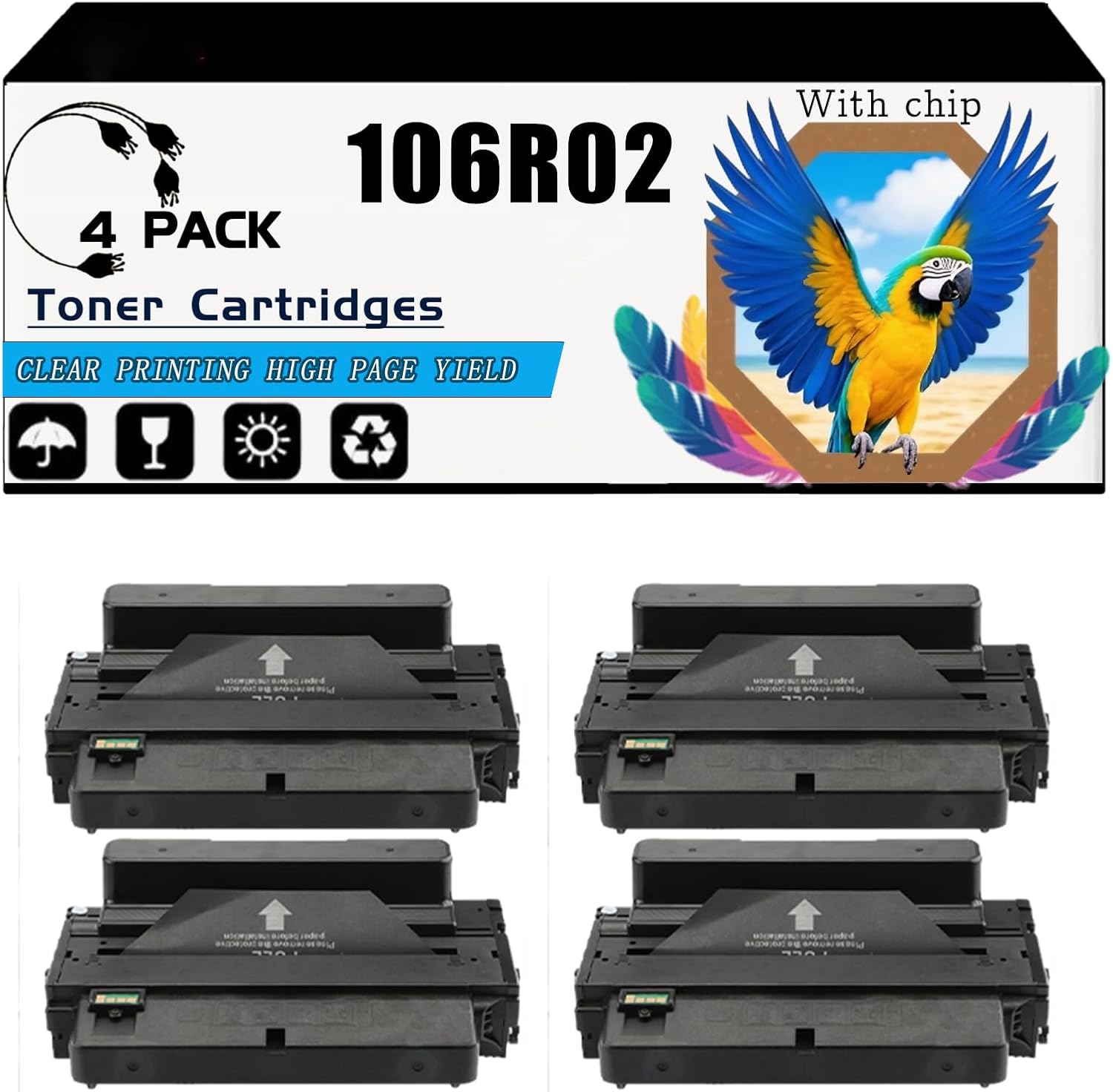 Compatible for Xerox Phaser 3320 3320DNI 3320DN Printer, 106R02651 Toner Cartridges, High-Yield 21000 Pages, Strong Print Clarity (4 Pack Black)