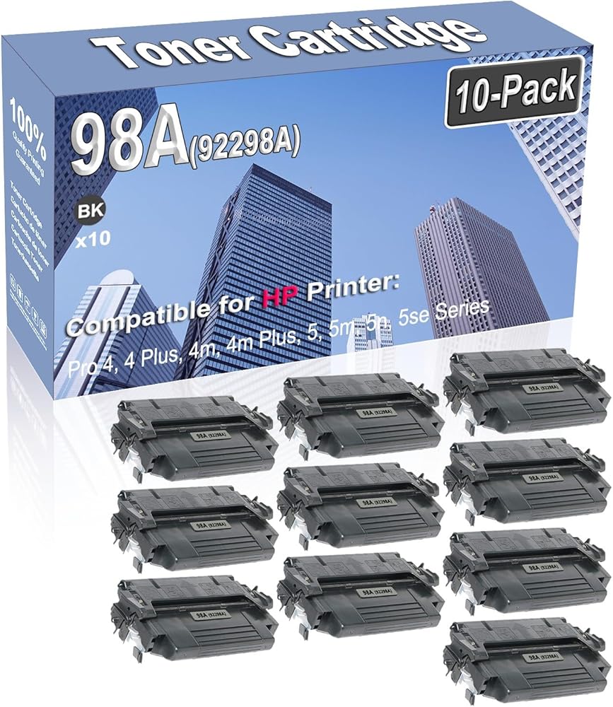 10-Pack Compatible High Capacity 98A (92298A) Printer Cartridge use for HP Pro 4 4 Plus 4m 4m Plus 5 5m 5n 5se Toner Cartridge (Black)