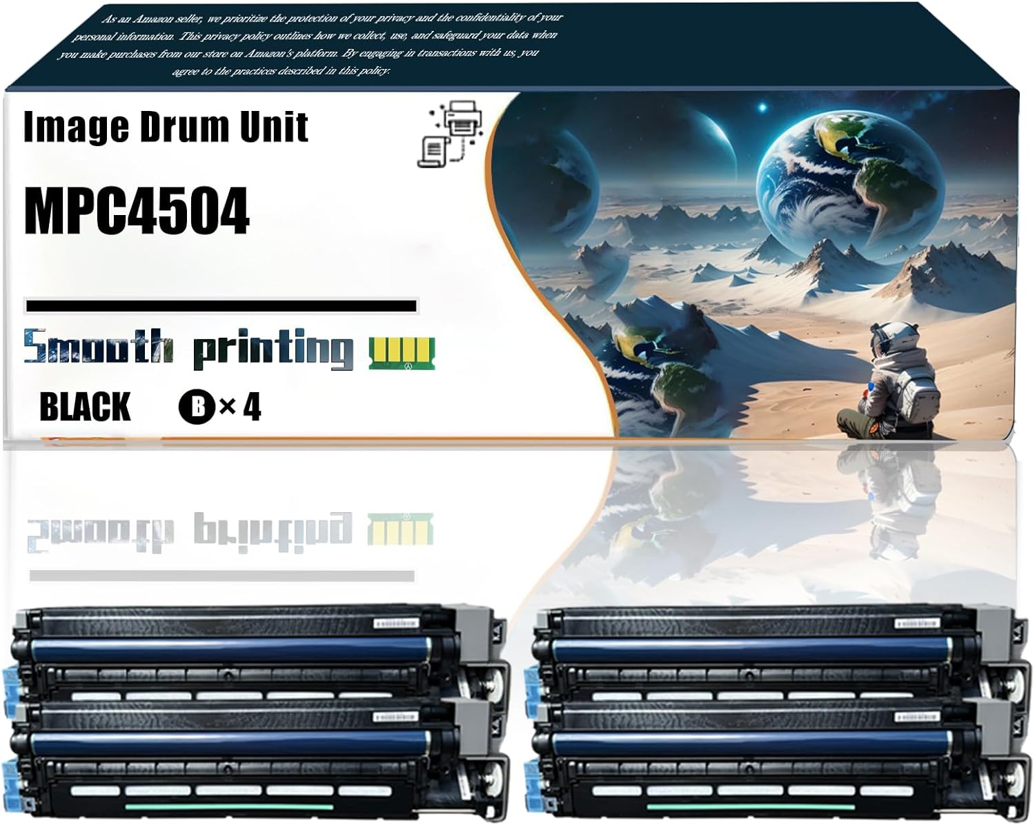 LSSF Replacement Parts Image Drum Unit MPC4504 Compatible with Ricoh MP C4504 Printers, Contains Chip and Clear Printing (4 Pack Black)