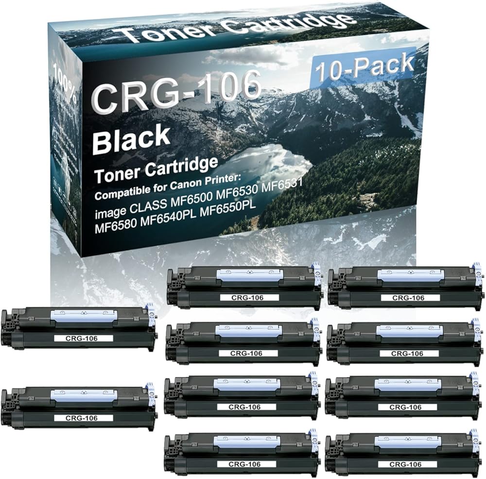 10 Pack (Black) Compatible Canon CRG-106 Laser Printer Cartridge High Capacity use for Canon Image Class MF6540PL MF6550PL Printer