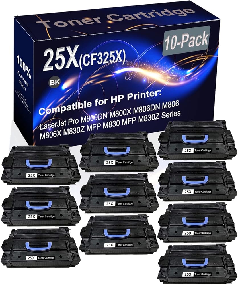 10-Pack (Black) Compatible High Yield 25X CF325X Printer Cartridge use for HP M806 M806dn M806x+ M830 M830 MFP M830z M830z+NFC Printer