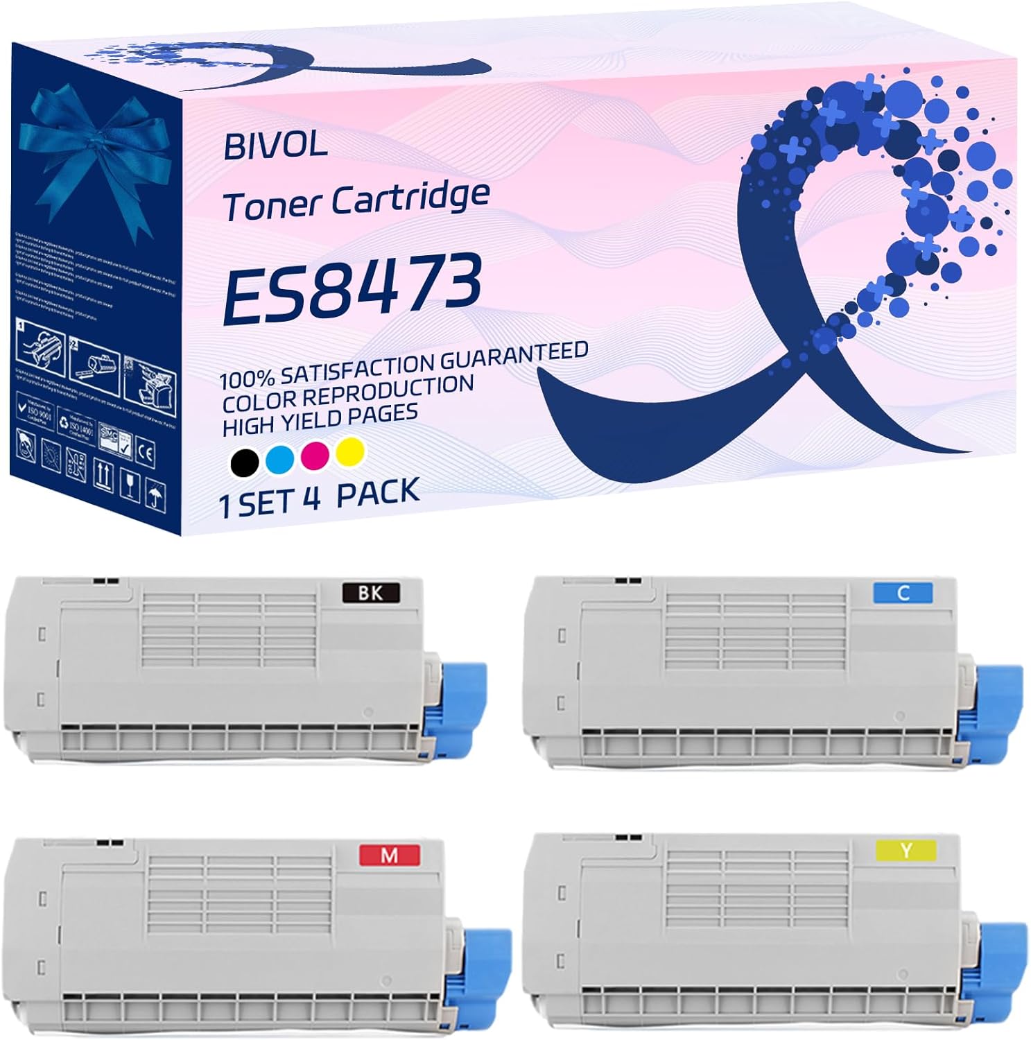 BIVOL ES8473 Toner Cartridge Compatible for Okidata OKI ES8473 ES8473c ES8473x Printers, with Chip, High Yield 15000 Pages, Vivid Colors (Multicolor)