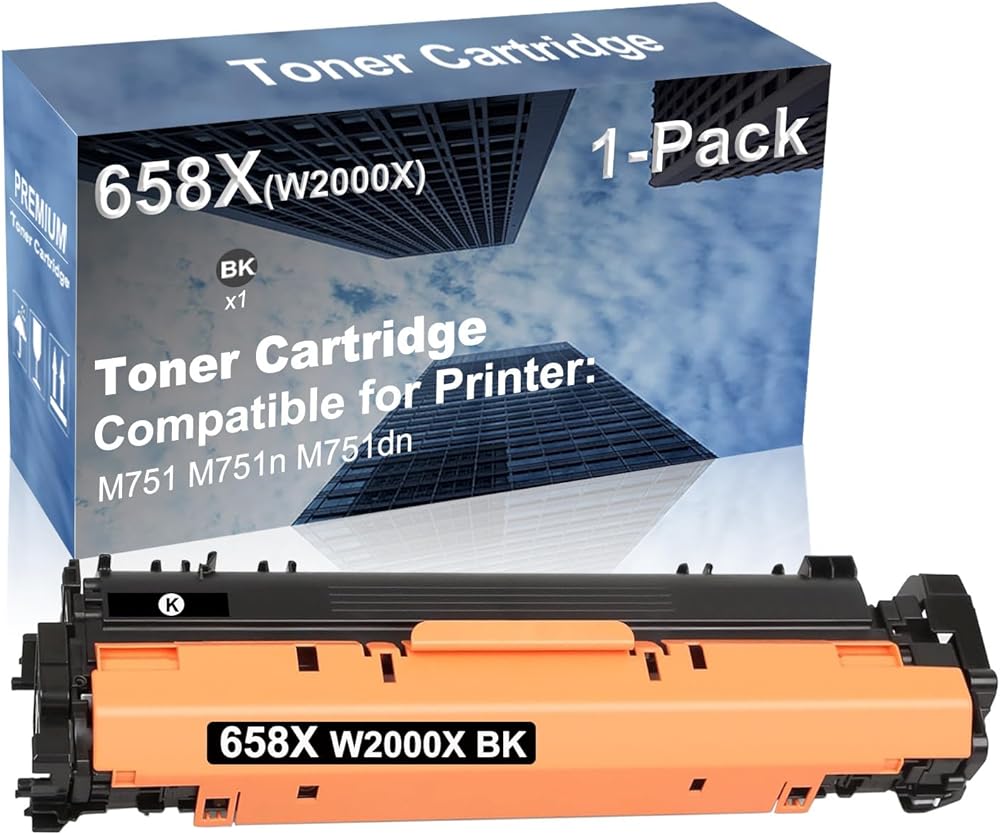 1-Pack (Black) Compatible High Yield 658X (W2000X) Laser Printer Toner Cartridge Used for M751 M751n M751dn Printer