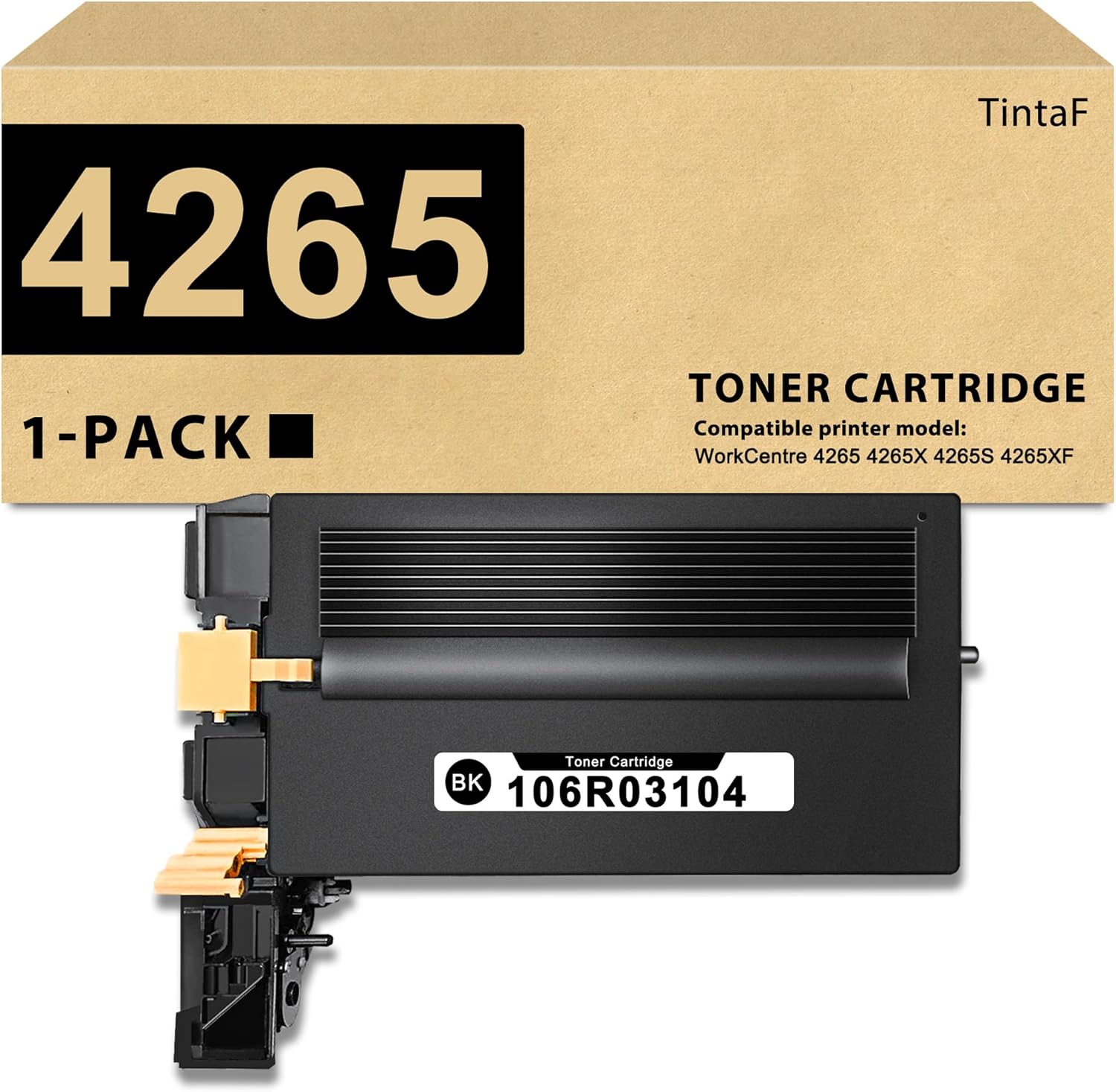 TintaF WorkCentre 106R03104 4265 Toner Cartridge Replacement for Xerox 4265 106R03104 Black Toner Work with WorkCentre 4265 4265X 4265S 4265XF Printer (1-Pack Black, 25,000 Page)