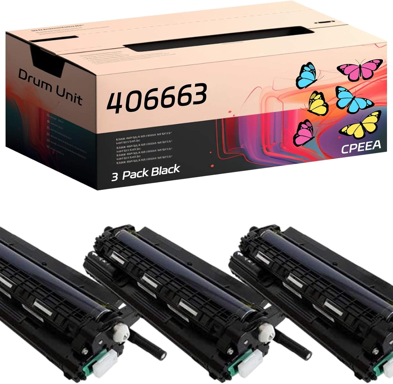 Compatible for Savin 406663 Drum Unit Work for Savin CLP37DN SP C435DN SP C440DN CLP42DN Printers, with Chip, High Yield 34000 Pages, Clear Printing (3 Pack Black)