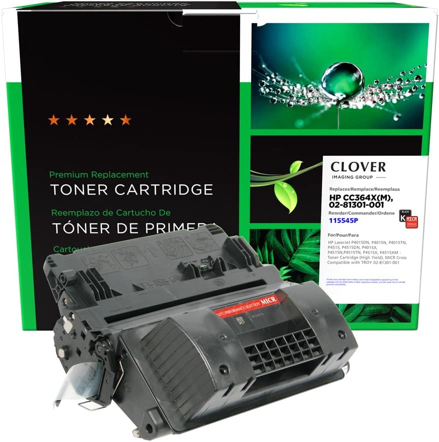 Clover Remanufactured MICR Toner Cartridge Replacement for HP CC364X, Troy 02-81301-001 | Black | High Yield