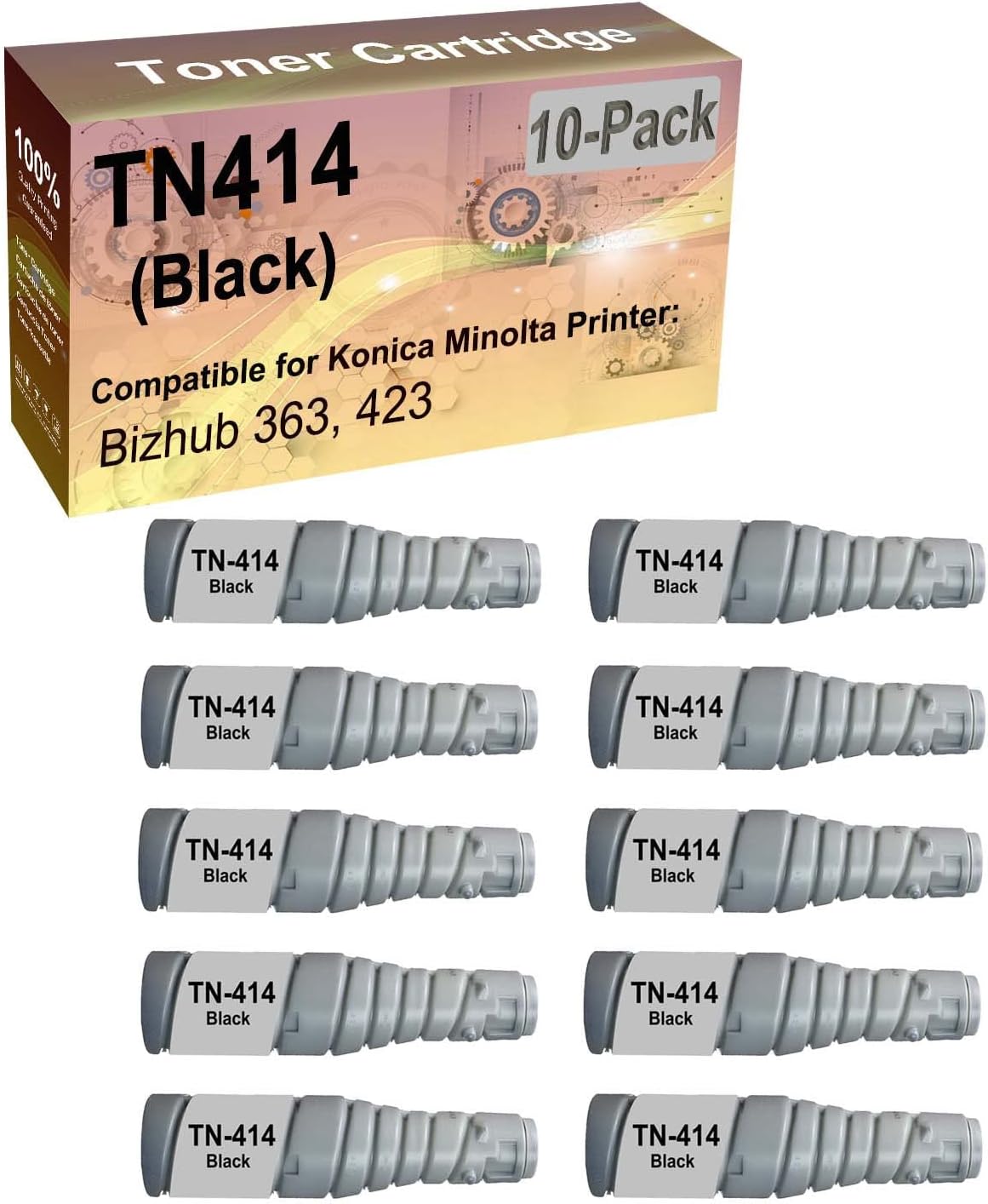 SINIYA 10-Pack Compatible High Yield 363, 423 Printer Cartridge Replacement for Konica Minolta TN414 TN-414 (A202030) Toner Cartridge (Black)