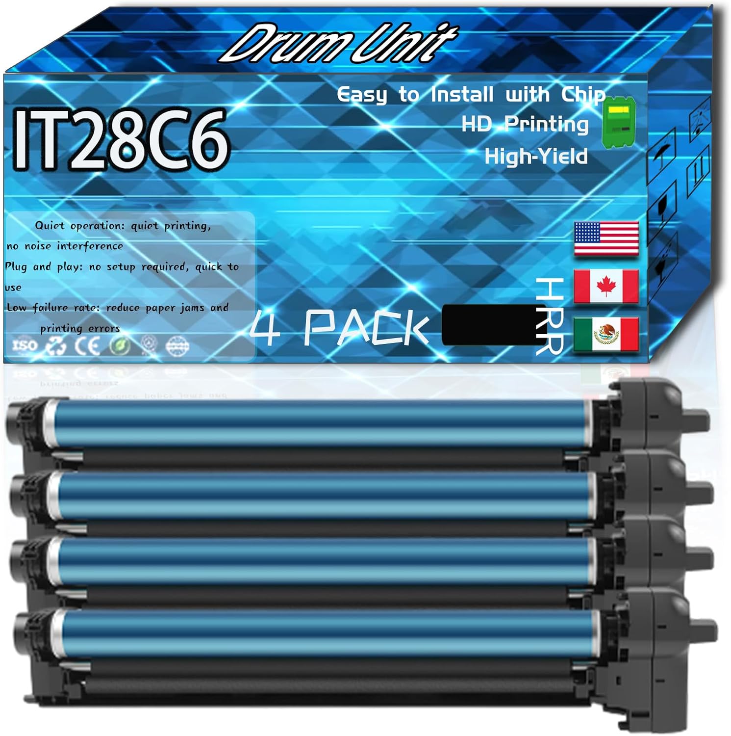 CEECN Compatible for NEC IT28C6 Replacement Drum Unit Used with IT36C6 IT28C6 Printers, High Production Multiple Options (4 Pack Black)