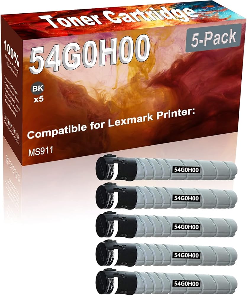 Credibility Store 5-Pack (Black) Compatible High Yield 54G0H00 Printer Cartridge use for MS911 Printer