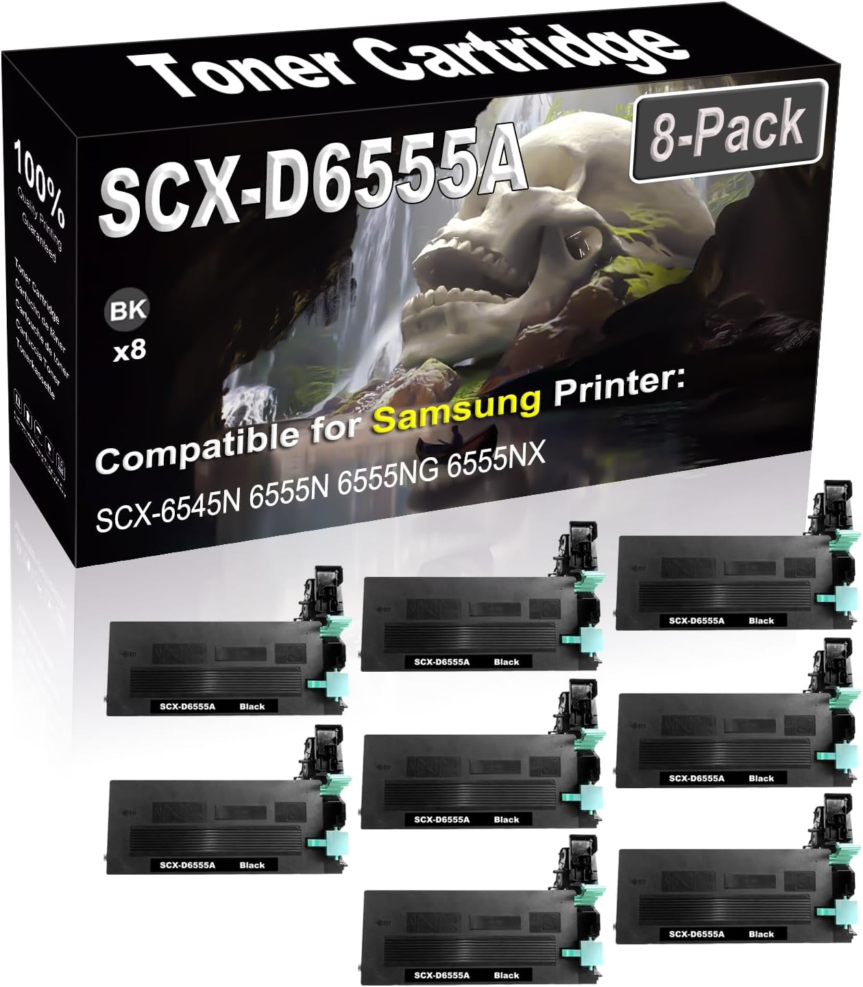 8-Pack (Black) Compatible High Yield SCX-D6555A Laser Printer Toner Cartridge use for Samsung SCX-6545N 6555N 6555NG 6555NX Printer