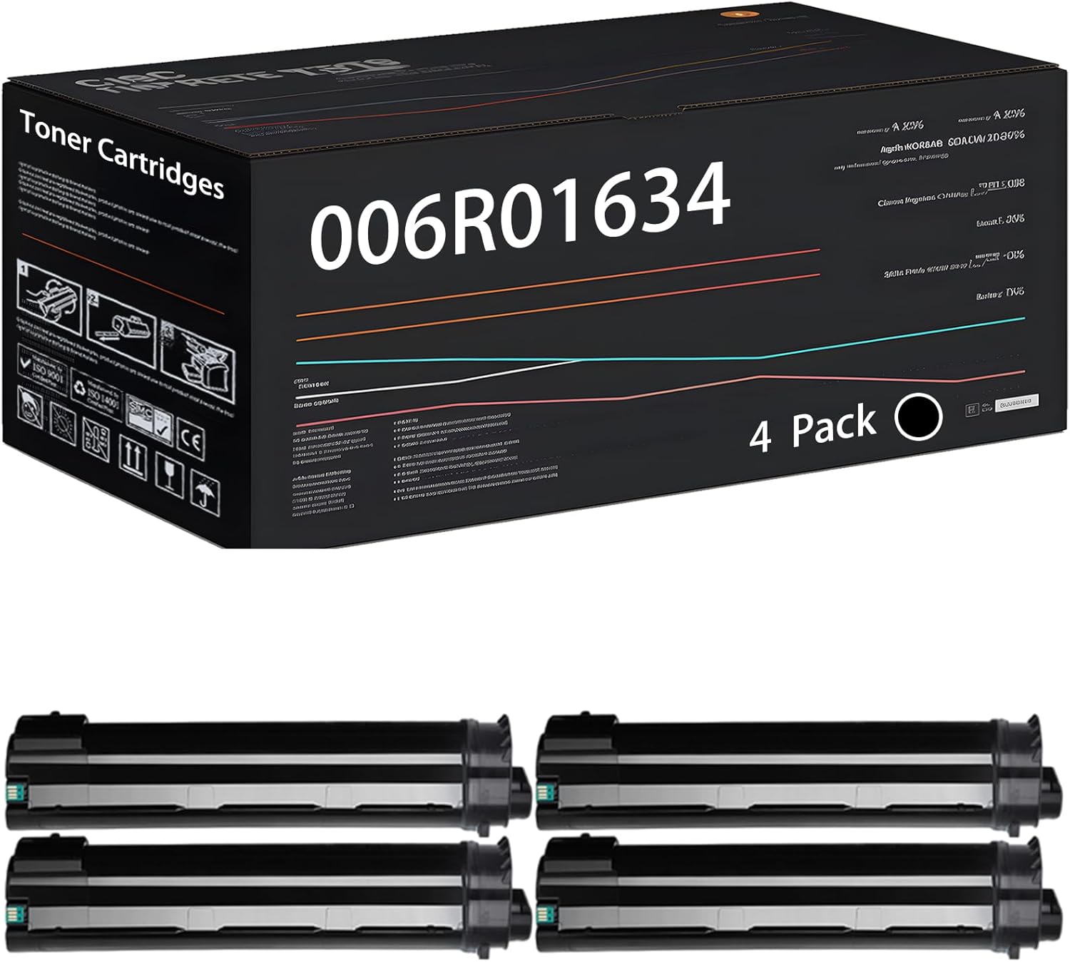UVUMB Compatible with Xerox 006R01634 006R01635 006R01636 006R01637 Toner Cartridges Work for Xerox Versant 2100 3100 4100 Printers (4 Pack Black)