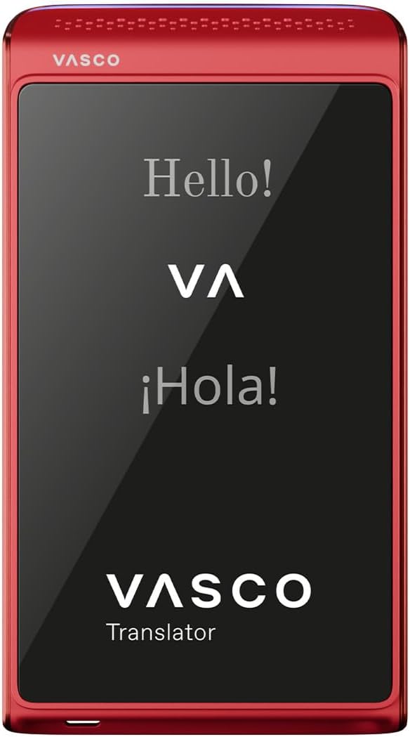 Vasco Translator Q1 | AI Voice Cloning Language Translator Device | 113 Languages | Free Lifetime Internet in Nearly 200 Countries | Scarlet Pulse