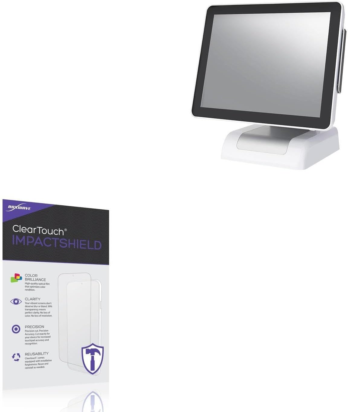 BoxWave Screen Protector Compatible with Sam4s Titan 200 PCAP Touch (15 in) - ClearTouch ImpactShield (2-Pack), Impenetrable Screen Protector Flexible Film