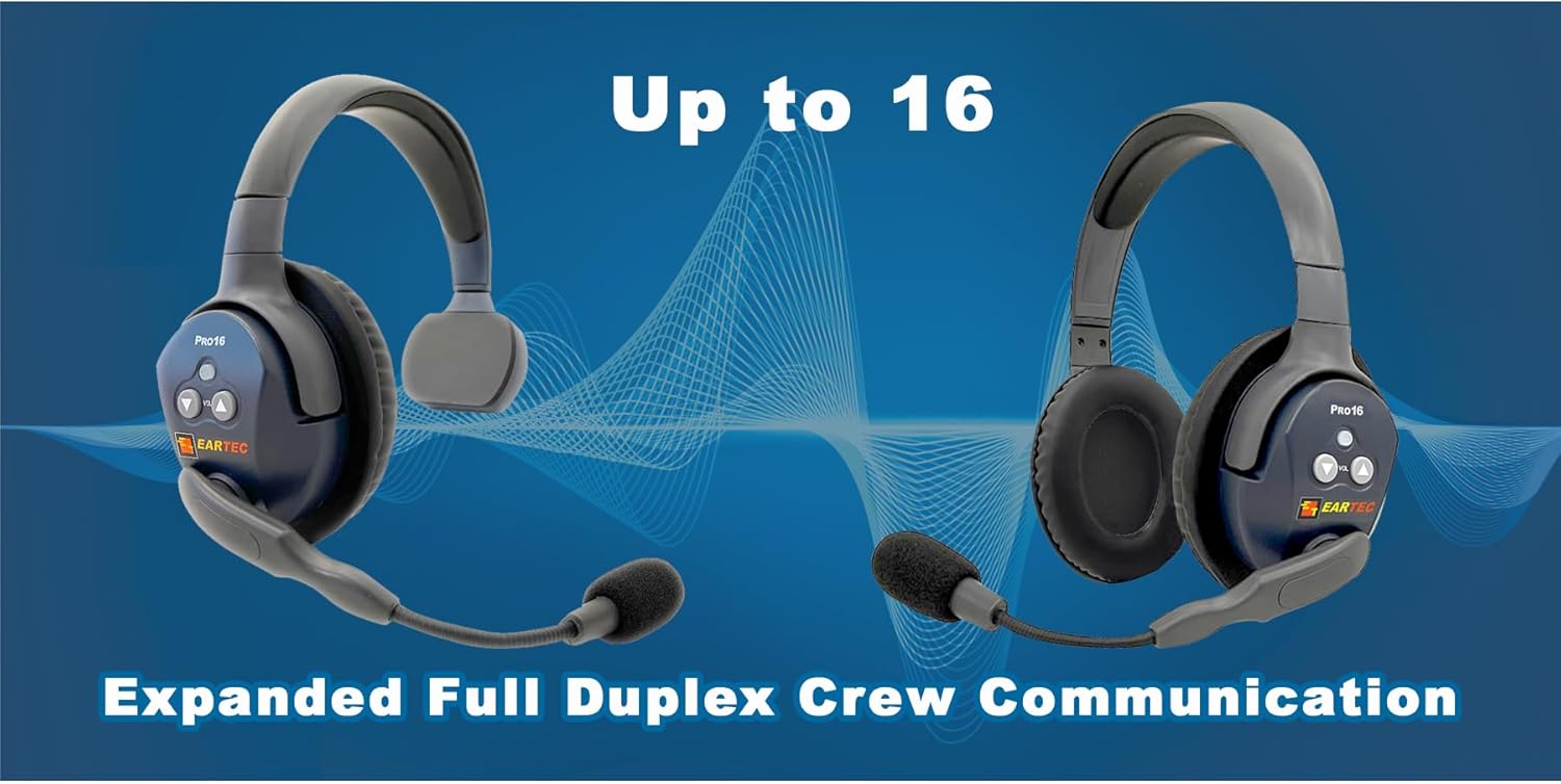 Eartec ETP2S Ultralite PRO16 Hands Free Full Duplex Wireless Headset Communication for 2 Users – 2 Single Ear Headsets, Up to ½ Mile Range, with SolidSignal Cleaning Wipes Bundle