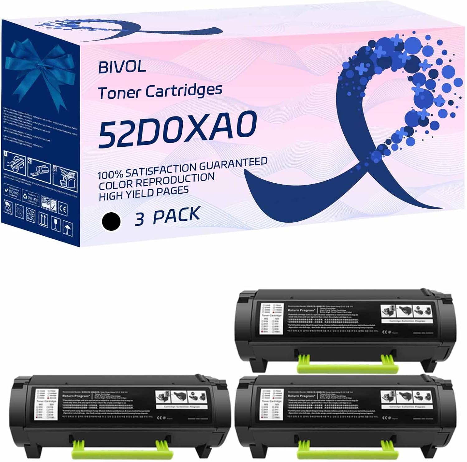 52D0XA0 Toner Cartridges Compatible for Lexmark MS811dn MS811dtn MS811n MS812de MS812dn MS812dtn Printers, High Yield 46000 Pages (3 Pack Black)