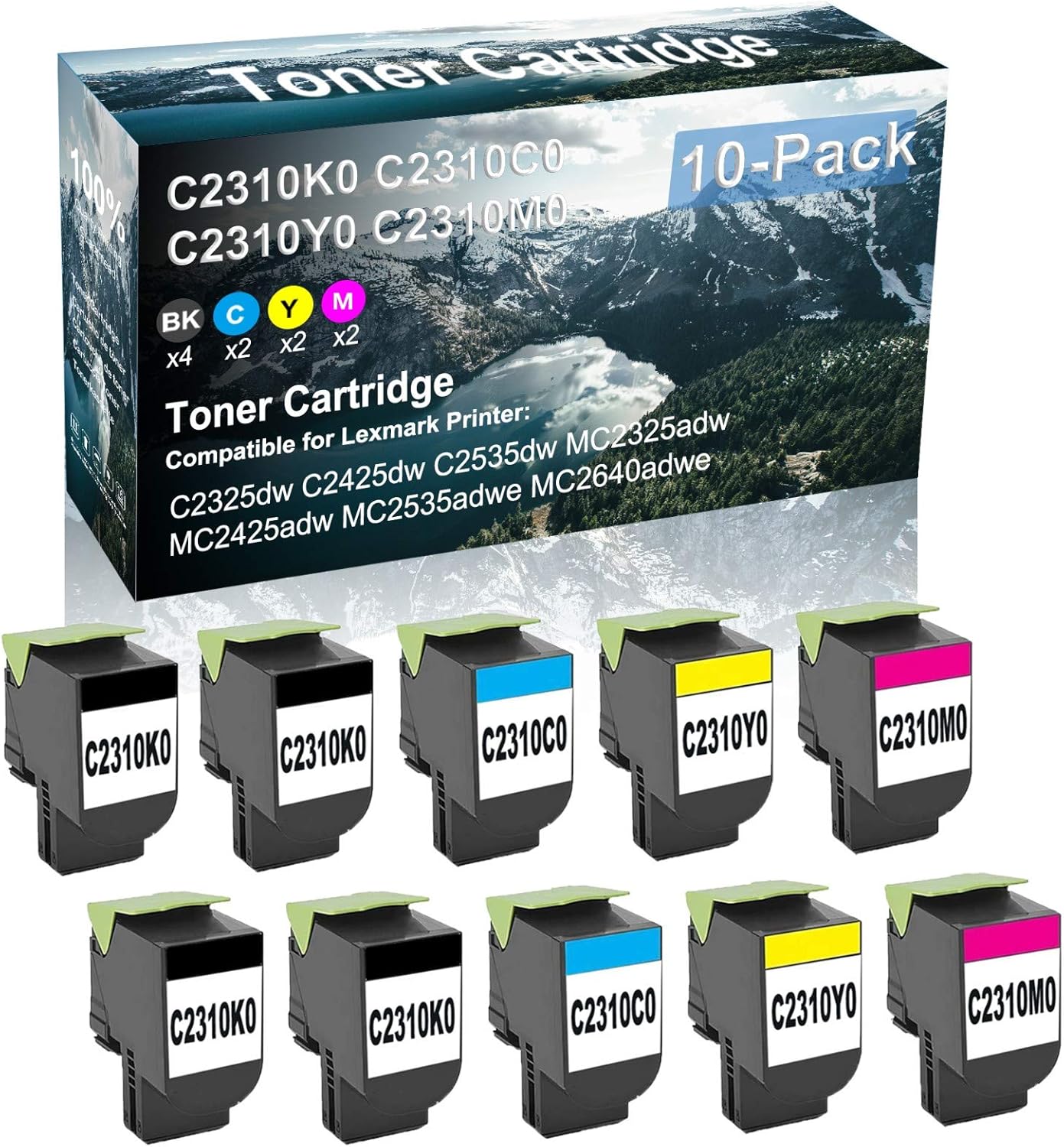 Credibility Store 10 Pack (BK+C+Y+M) Compatible High Capacity Printer Toner Cartridge Replacement for C2310K0 Printer Cartridge use for C2325dw C2425dw MC2535adwe MC2640adwe Printer