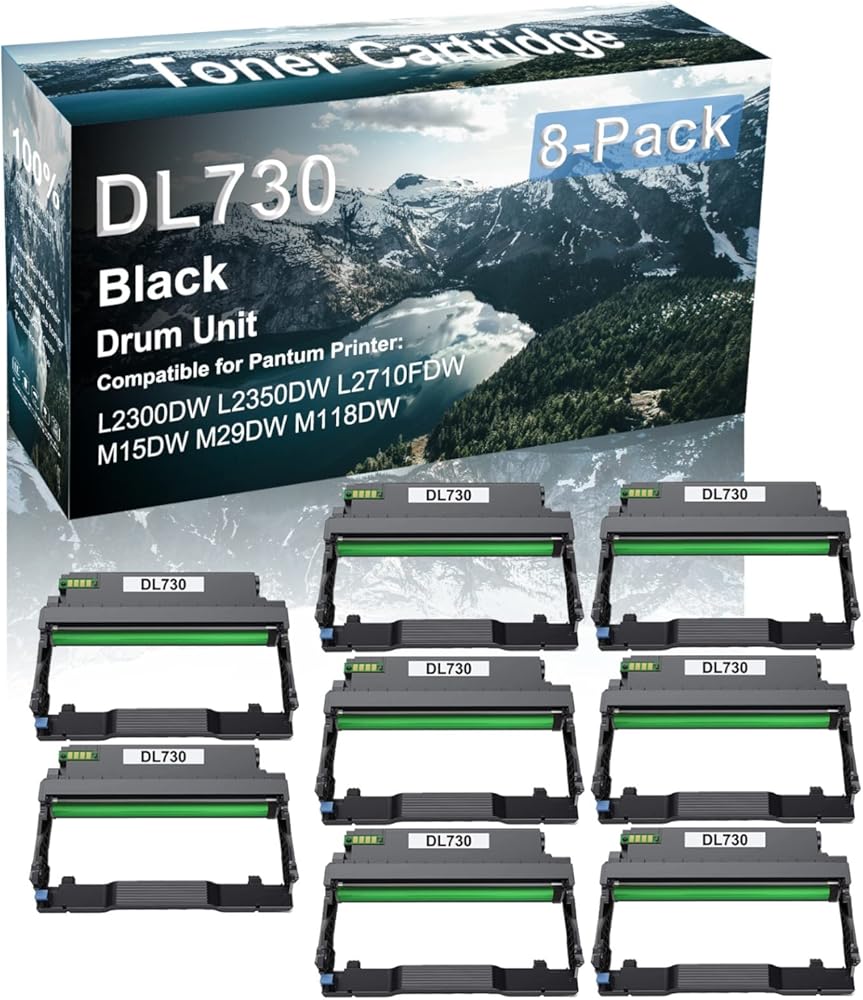 8-Pack (Black) Compatible L2710FDW M15DW Printer Drum Unit Replacement for Pantum DL730 Drum Kit