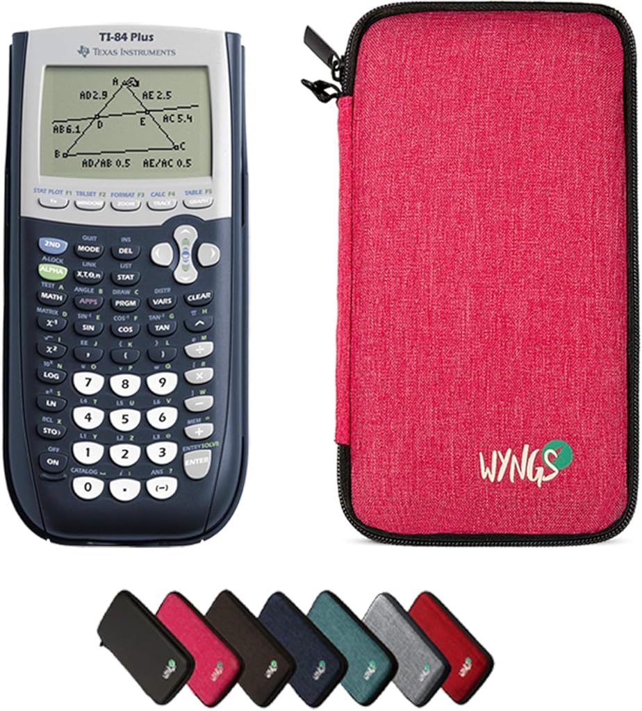 TI 84 Plus Graphing Calculator + WYNGS Protective Case Pink