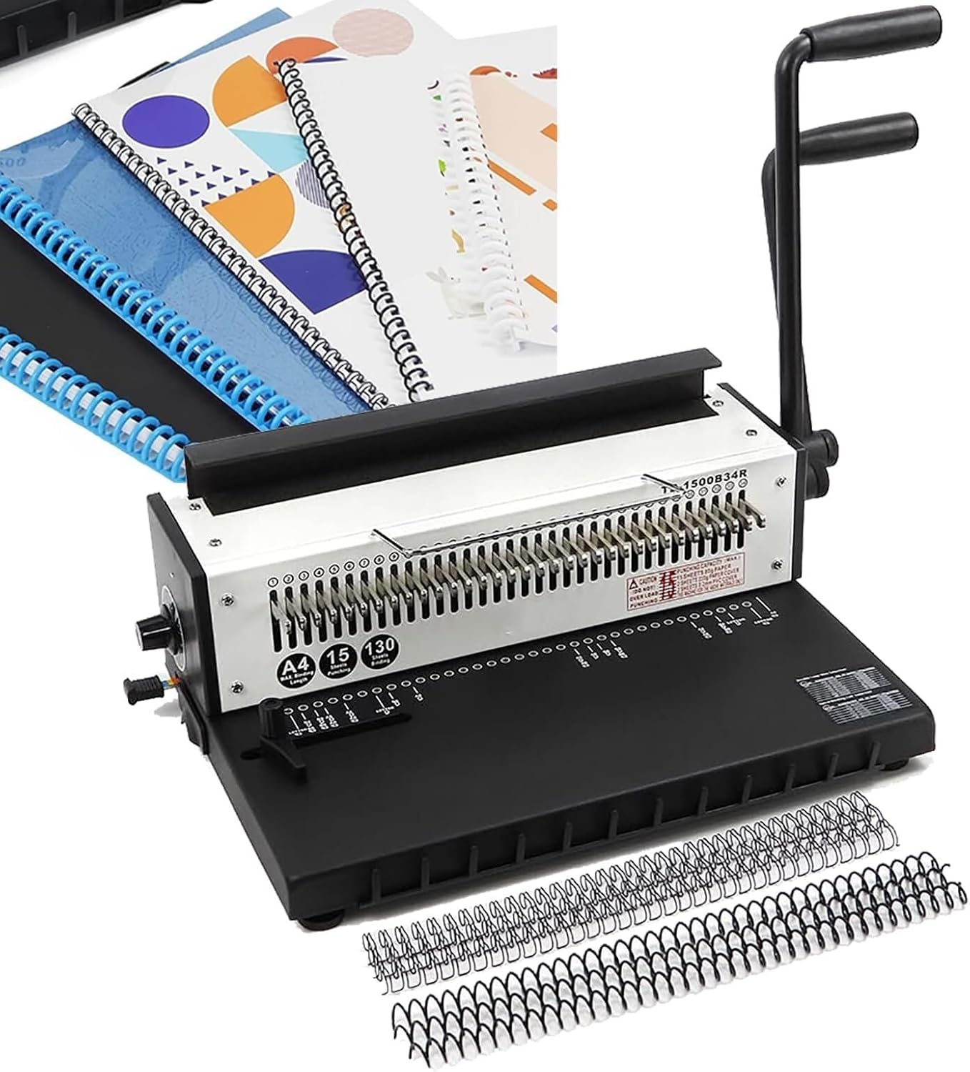 34 Holes Manual Wire Binding Machine, A4 Binder Puncher Machine, for Copper Paper, PVC,Round(Round)