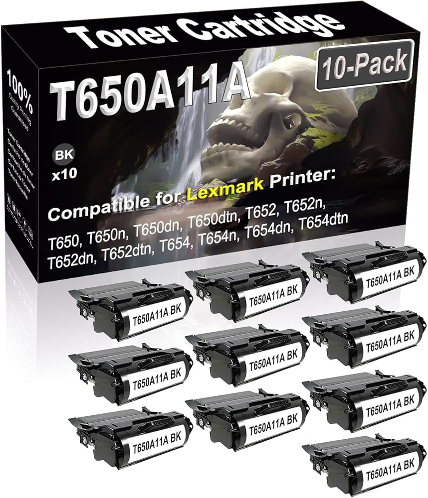SINIYA 10-Pack (Black) Compatible T650 T650n T650dn T650dtn T652 T652n T652dn T652dtn Laser Printer Cartridge (High Capacity) Replacement for T650A11A Printer Cartridge