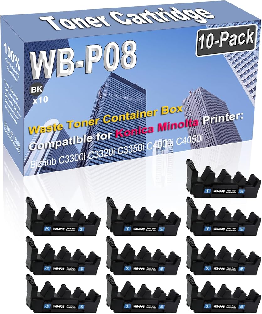Credibility Store 10-Pack (Black) Compatible High Capacity WB-P08 WBP08 ACDN0Y1 Waste Toner Container Box Used for Konica Minolta Bizhub C3300i C3320i C3350i C4000i C4050i Printer