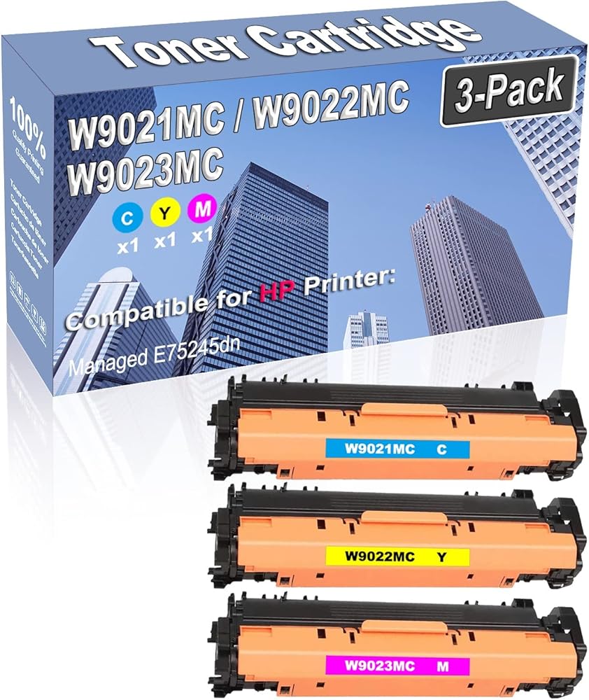 3-Pack (C/Y/M) Compatible High Capacity W9021MC W9022MC W9023MC Toner Cartridge Used for HP Managed E75245dn Printer