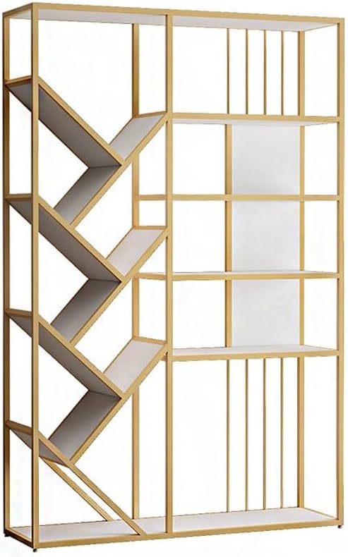 SABALON Small Bookcase Nordic Minimalist Bookshelf Industrial Wind Bookcase Living Room Partition Decorative Rack Office Wrought Iron Shelf Book Shelves(B,120 * 30 * 180cm)