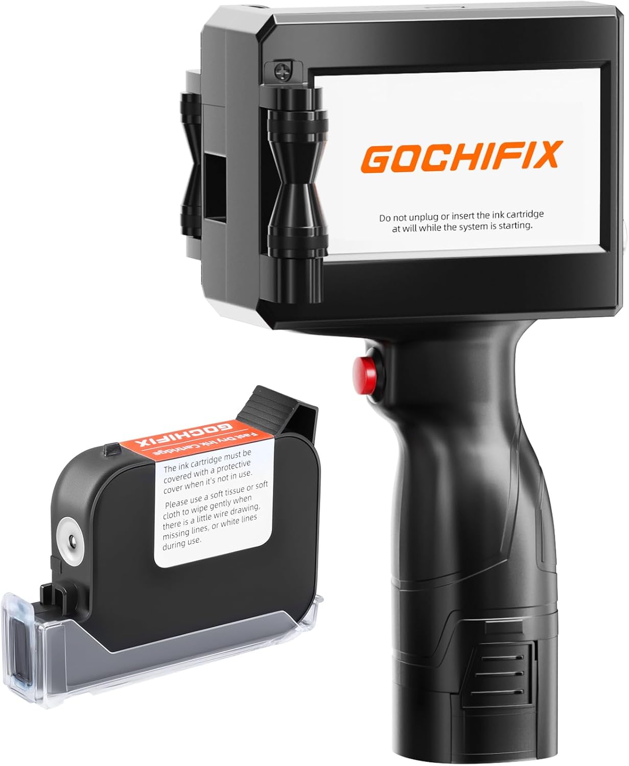 GOCHIFIX Handheld Inkjet Printer with 4.3'' Touch Screen Portable Handheld Printer Printing Height 0.08-0.5 Inch Inkjet Coding Machine for Text QRCode Barcode Image Date (Support 27 Languages)