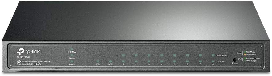 TP-Link TL-SG2210P V3 | Jetstream 8 Port Gigabit Smart Managed PoE Switch | 8 PoE+ Ports @61W, 2 SFP Slots | Omada SDN Integrated | PoE Recovery | IPv6 | Static Routing | Limited Lifetime Protection