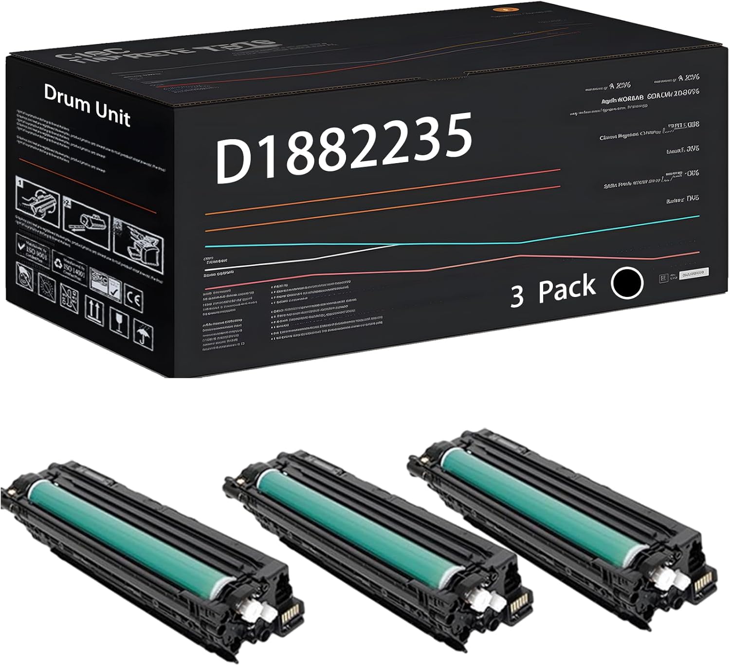 UVUMB Compatible with Ricoh D1882235 D1882264 D1882254 D1882252 Drum Unit Work for Ricoh MP C2011SP C2003 C2003G C2003SP Printers (3 Pack Black)