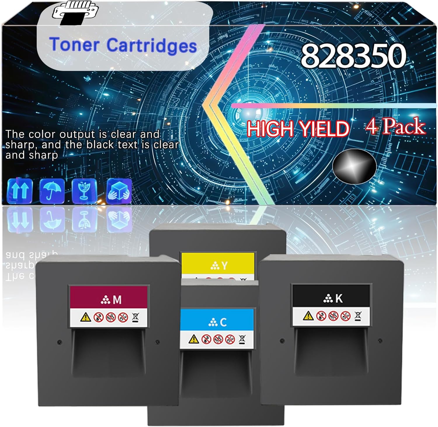 CEECN 828350 Compatible for Ricoh Pro C5100s C5110s Printers, Replacement Toner Cartridges High Yield Printer Accessories (4 Pack Black)