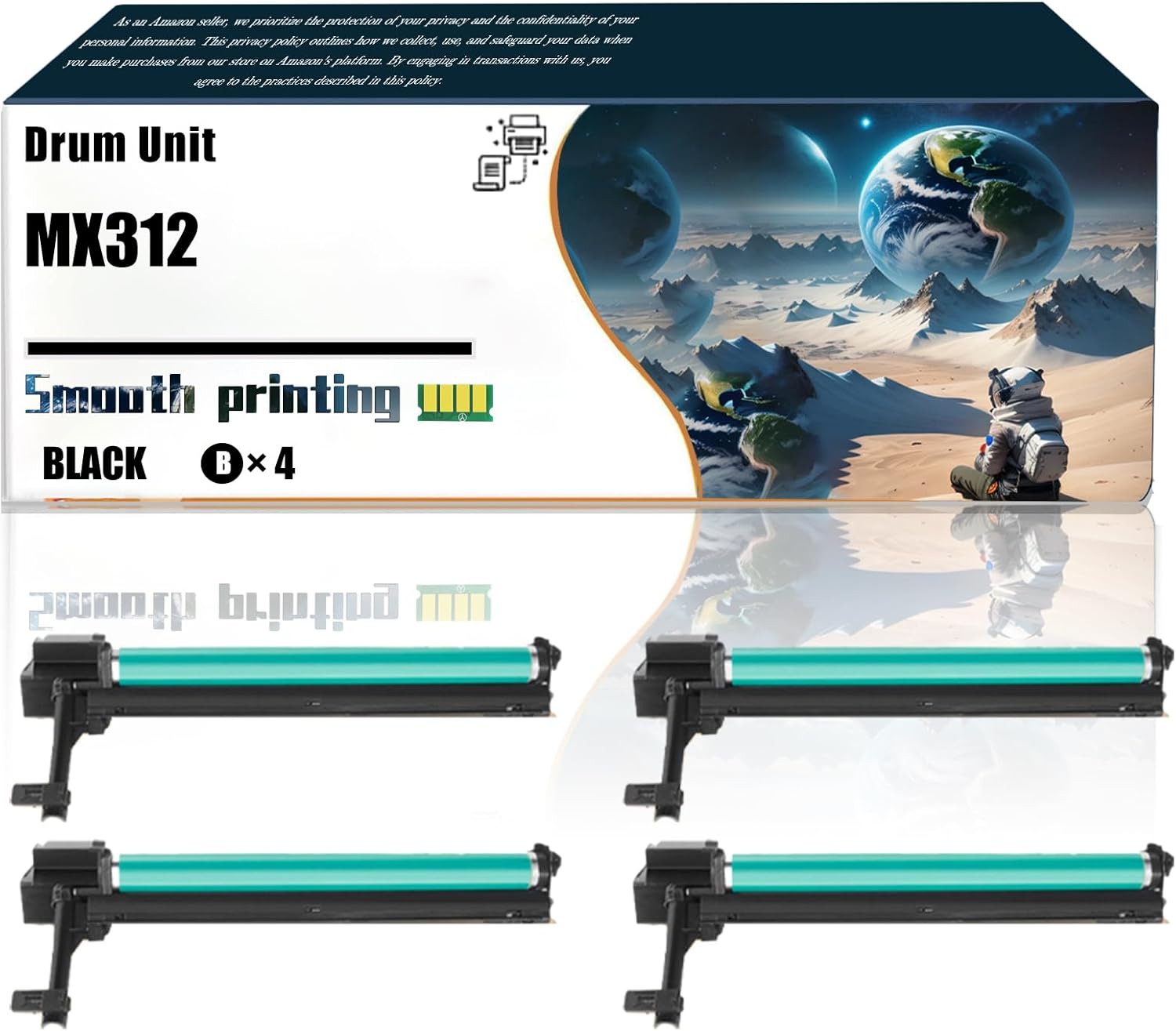 LSSF Replacement Parts Drum Unit MX312 Compatible with Sharp MX-M260 MX-M264N MX-M310 MX-M314N MX-M354N Printers, Contains Chip and Clear Printing (4 Pack Black)