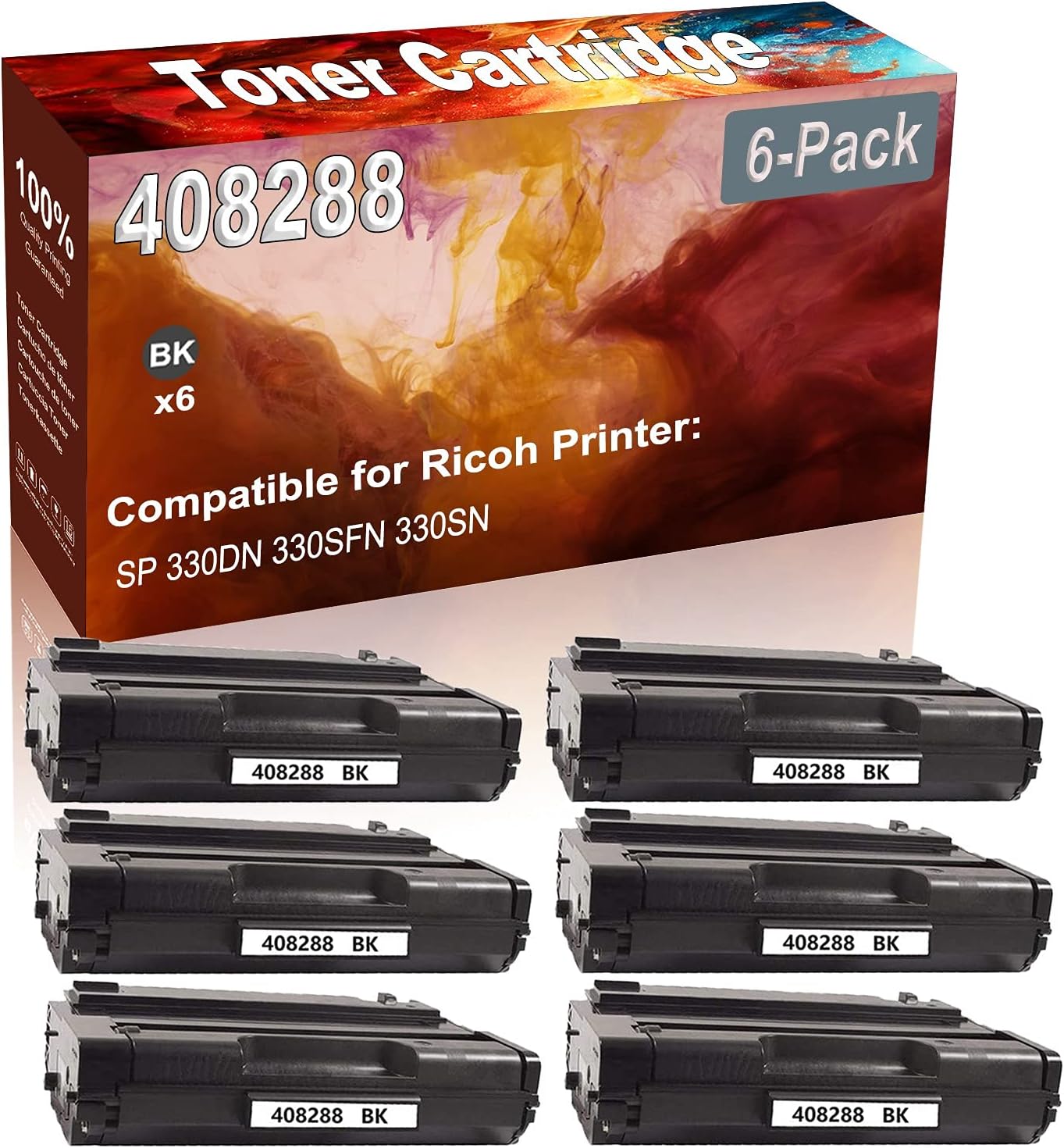 Credibility Store 6-Pack (Black) Compatible SP 330DN 330SFN 330SN Laser Printer Cartridge (High Capacity) Replacement for Ricoh 408288 Printer Cartridge