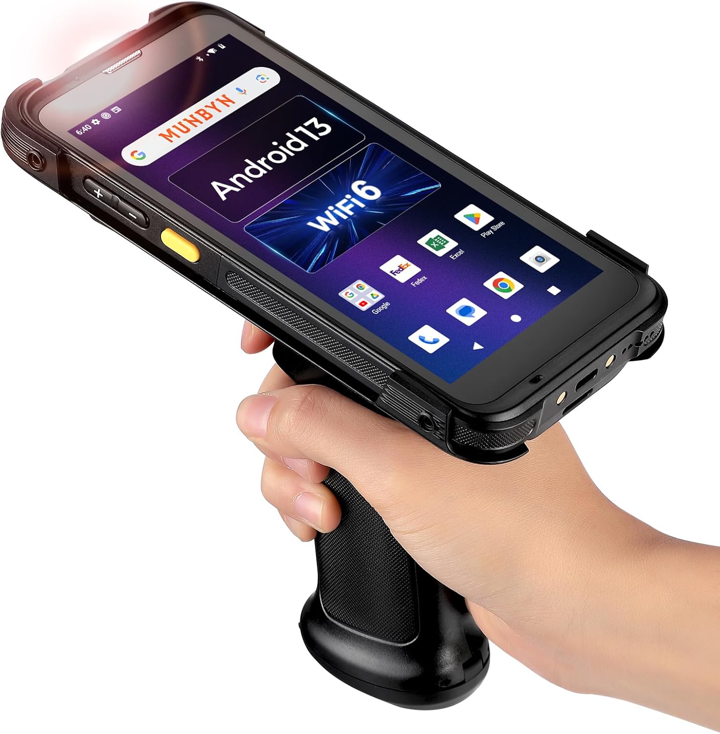 MUNBYN IPDA101P Upgraded Android 13 Barcode Scanner with Pistol Grip, Wi-Fi 6 Handheld Mobile Computer PDA 5.5