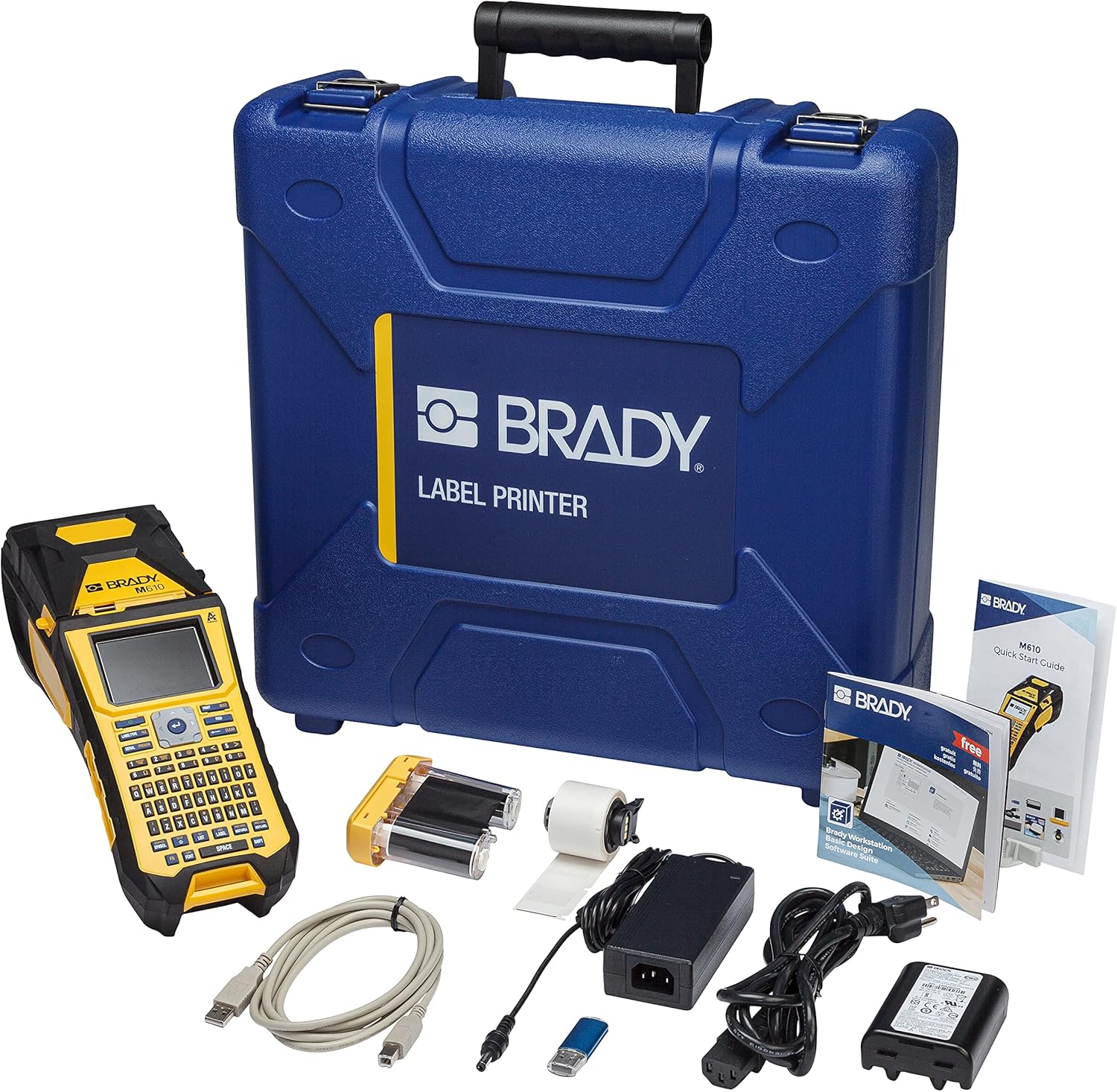 Brady M610 Handheld Label Maker with Hard Case (M610-KIT). Durability Meets The widest Range of Data Entry Options. Replaces BMP61,Yellow/Gray, Large