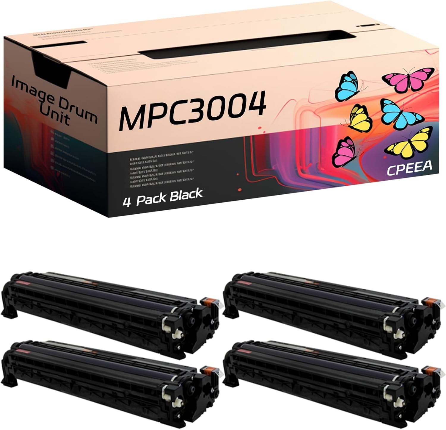 Compatible for Ricoh MPC3004 Image Drum Unit Work for Ricoh MP C3004 MP C3504 Printers, with Chip, High Yield 110000 Pages, Clear Printing (4 Pack Black)