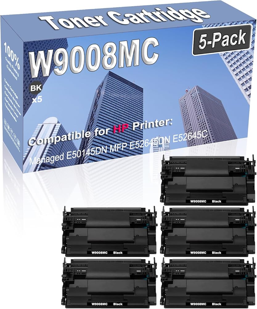 5-Pack (Black) Compatible High Yield W9008 W9008MC Imaging Toner Cartridge Replacement for HP Managed E50145DN MFP E52645DN E52645C Printer