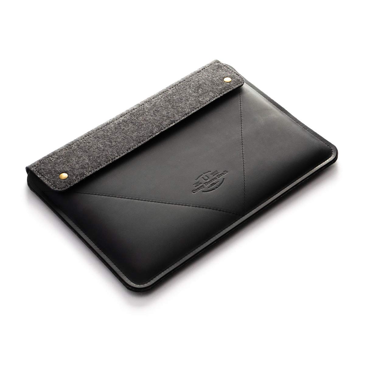 Black MacBook Pro 13/14 / 15/16 Inch Case, Sleeve 100% Wool Felt Handmade Unique Vintage Genuine Crazy Horse Style Italian Premium Leather Laptop Cover 2024 MB Air 13 M1 M2 bag, Crazy Horse Craft